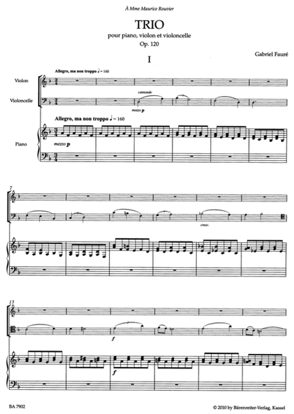 Klaviertrio for Piano, Violin and Violoncello op. 120