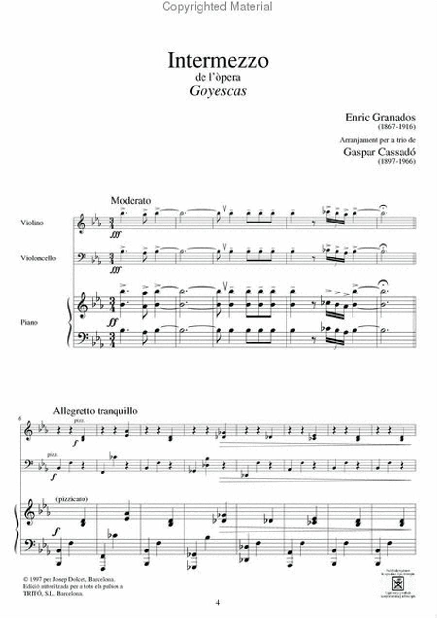 Intermezzo de l’òpera Goyescas Piano Trio scores gallery preview page 2