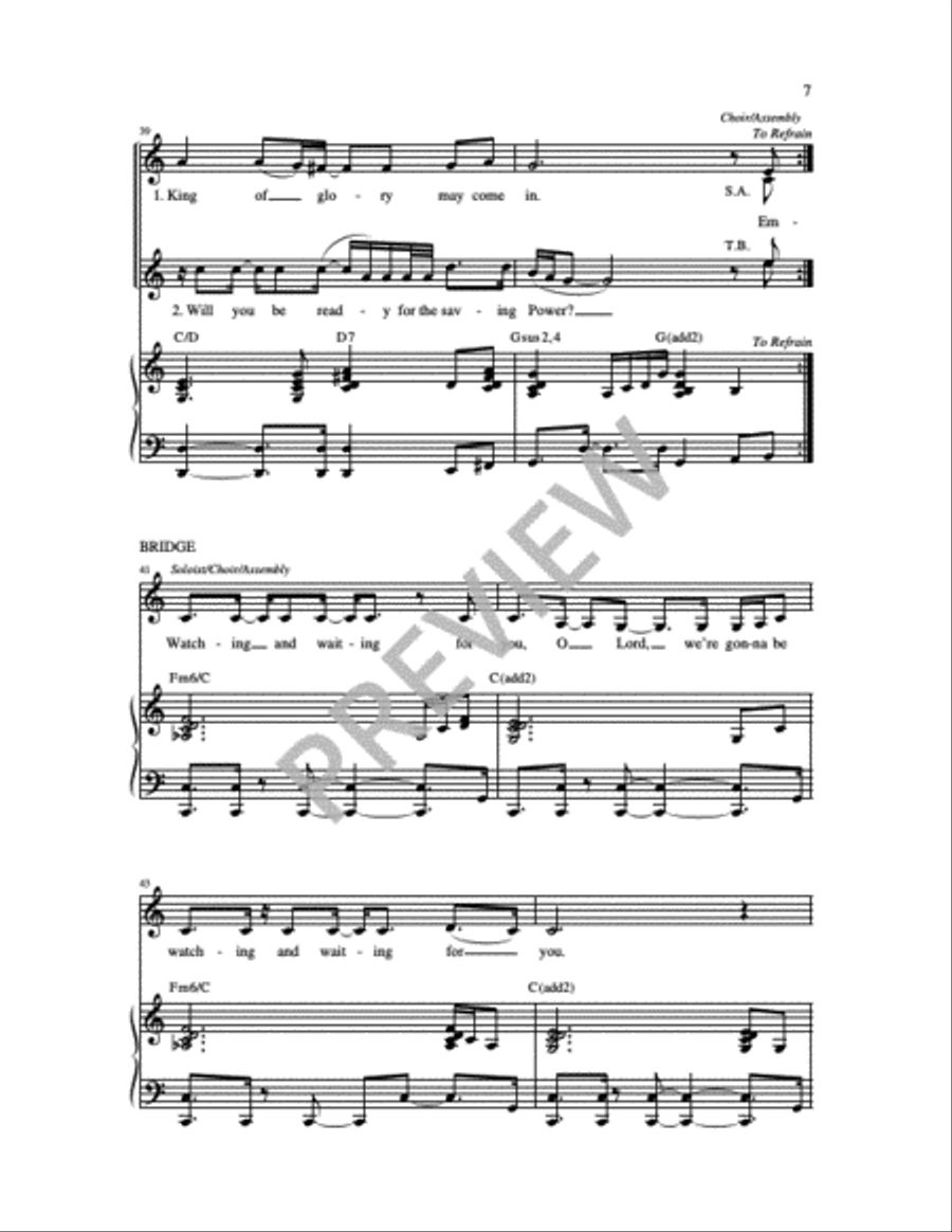 Emmanuel, Come to Set Us Free 4-Part scores gallery preview page 8