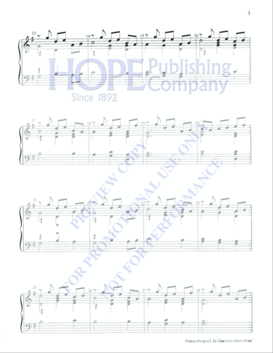 Praise the Lord, Ye Heavens Adore Him 3-Octaves scores gallery preview page 3