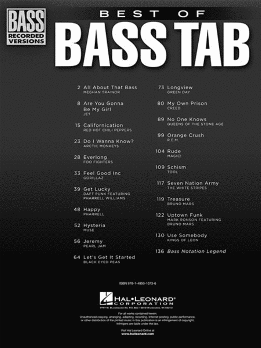 Best of Bass Tab Bass Guitar Tablature scores gallery preview page 3
