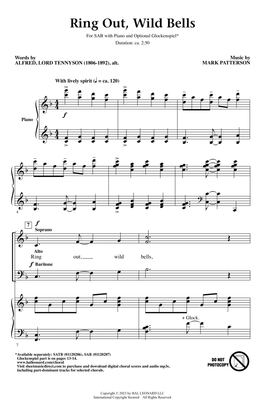 Ring Out, Wild Bells Ring Out, Wild Bells 3-Part scores gallery preview page 1