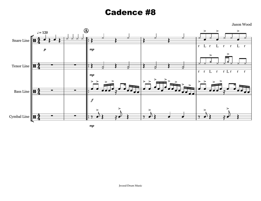 Cadence #8 (Drumline Cadence) Marching Band scores gallery preview page 1