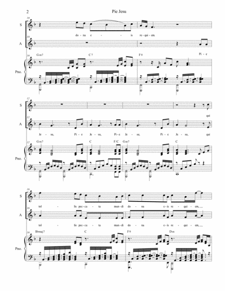 Pie Jesu (Duet for Soprano and Alto Solo - Piano Accompaniment) image number null