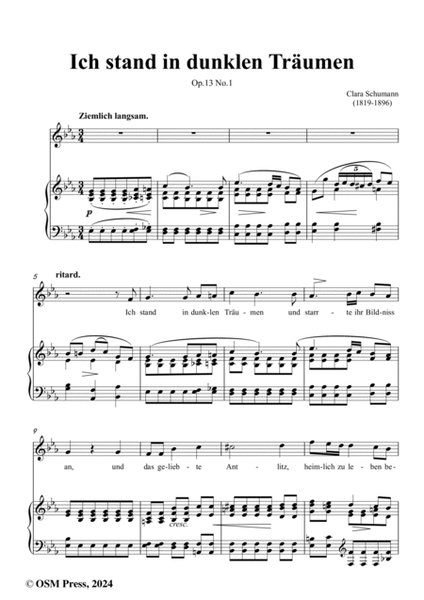 Clara Schumann-Ich stand in dunklen Träumen,Op.13 No.1,in E flat Major