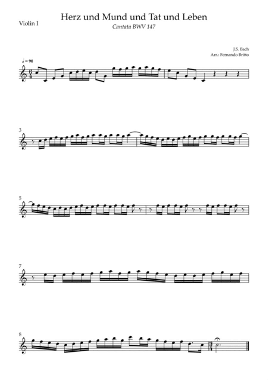 Cantata Herz und Mund und Tat und Leben (J.S. Bach BWV 147) for String Quartet String Quartet scores gallery preview page 3
