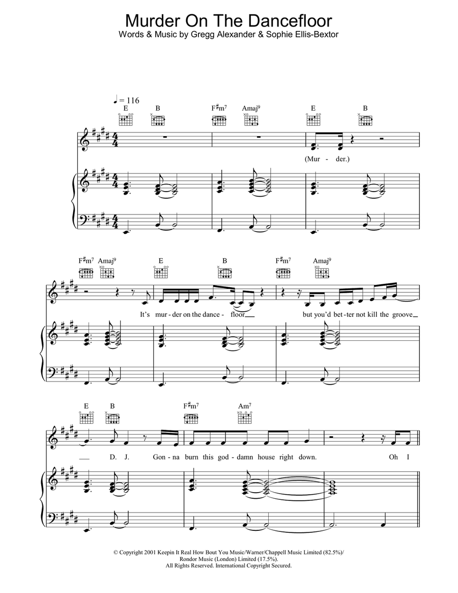 Murder On The Dancefloor Piano, Vocal, Guitar scores gallery preview page 1