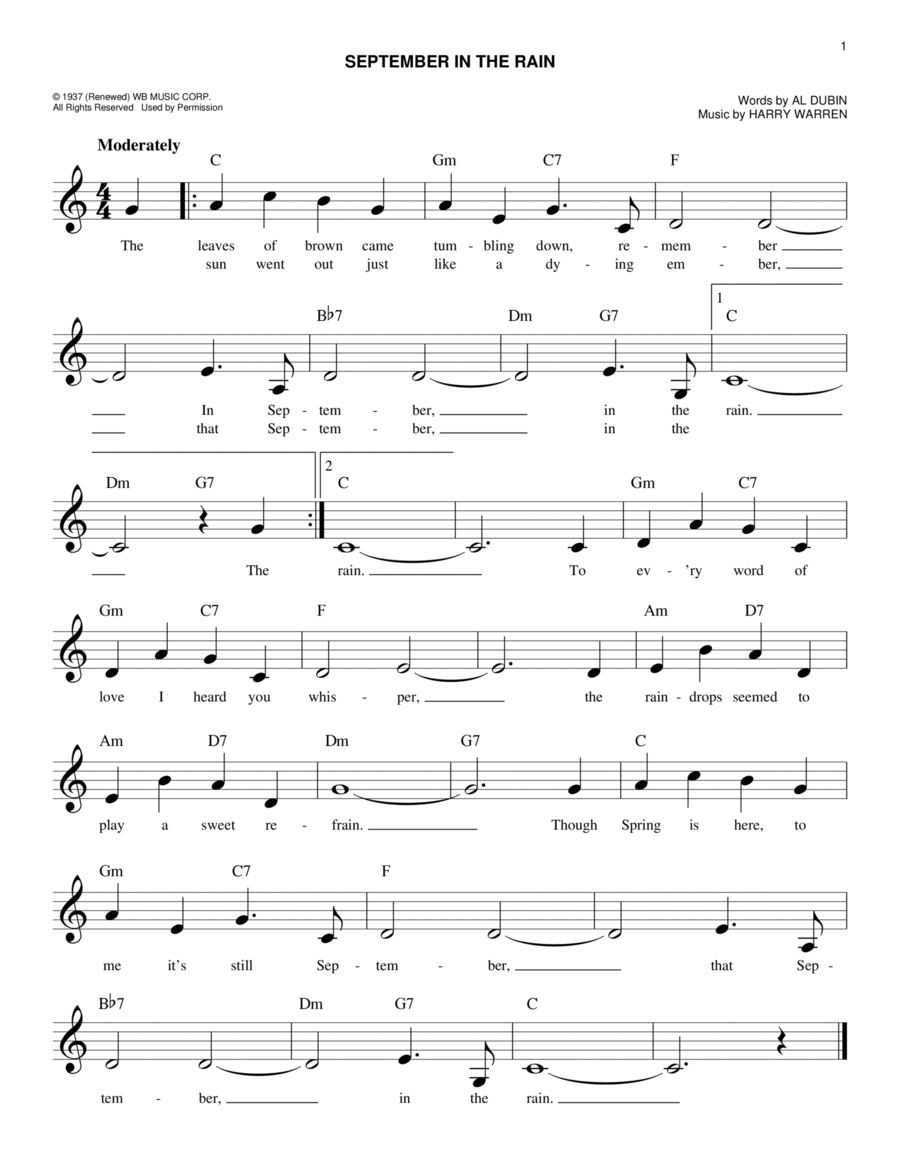 September In The Rain Piano scores gallery preview page 1