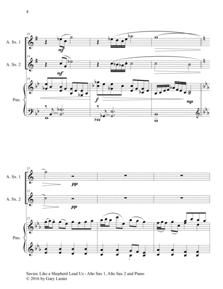 SAVIOR, LIKE A SHEPHERD LEAD US (Trio – Alto Sax 1, Alto Sax 2 & Piano with Parts) image number null