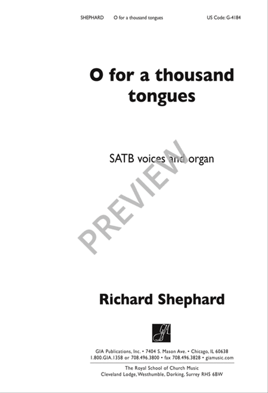 O for a Thousand Tongues to SIng 4-Part scores gallery preview page 2