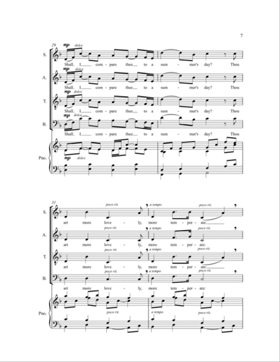 Shall I Compare Thee to a Summer's Day? 4-Part scores gallery preview page 8