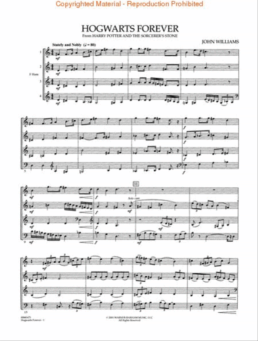 Hogwarts Forever (from Harry Potter and the Sorceror's Stone) Horn scores gallery preview page 2