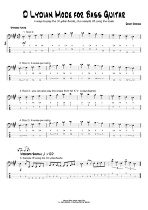 D Lydian Mode for Bass Guitar (4 Ways to Play)