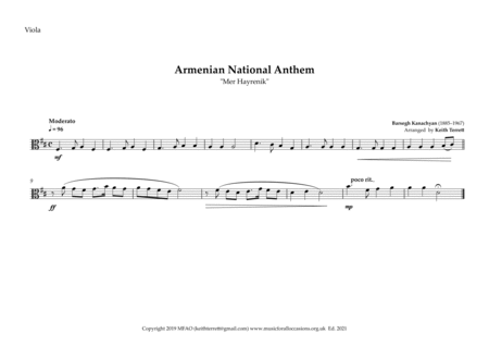 Armenian National Anthem for String Orchestra (MFAO World National Anthem Series) image number null