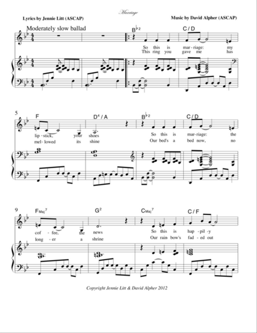 Marriage Marriage Piano, Vocal, Guitar scores gallery preview page 1