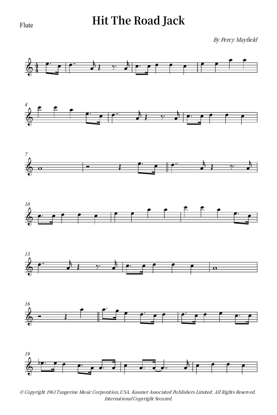 Hit The Road Jack Flute Solo scores gallery preview page 1
