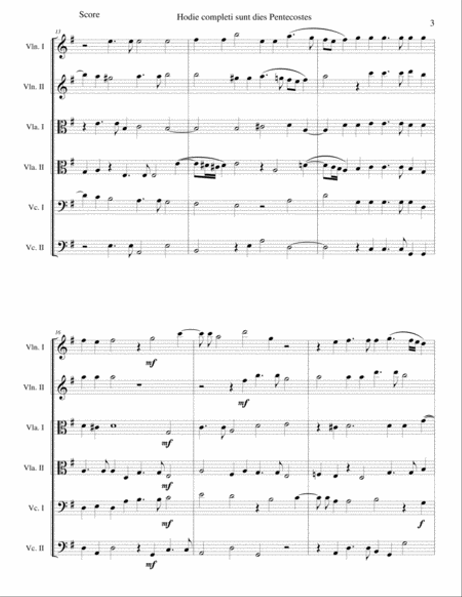 Hodie completi sunt by Orlando di Lasso for string sextet String Orchestra scores gallery preview page 3