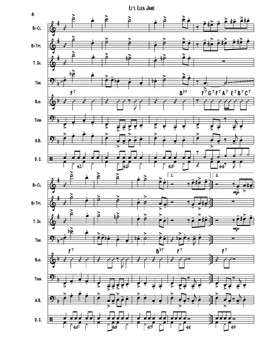 Li'l Liza Jane - New Orleans Parade Band Music (Traditional Jazz Combo) - Intermediate Jazz Ensemble scores gallery preview page 6