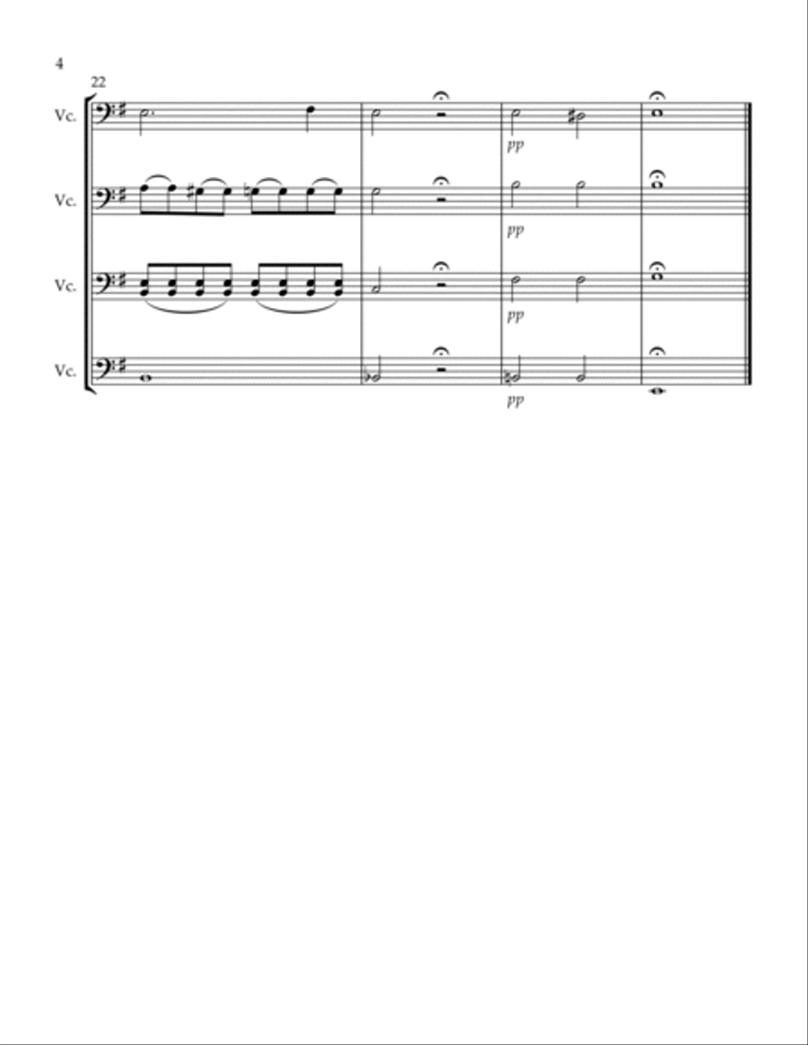 Chopin - Prelude in E minor, Op. 28 No. 4 (Arranged for Cello Quartet) Small Ensemble scores gallery preview page 4