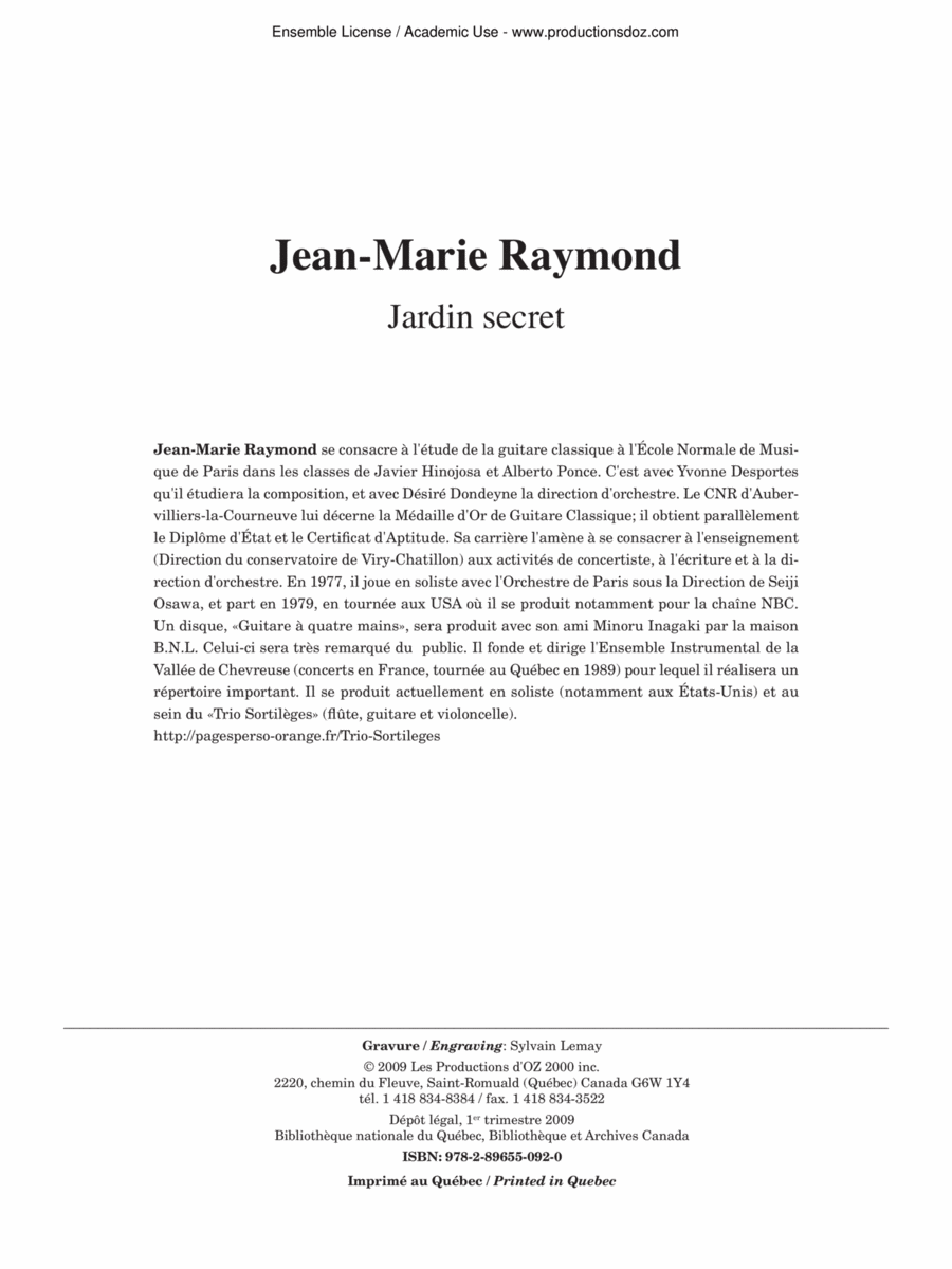 Jardin secret Jardin secret Classical Guitar scores gallery preview page 1