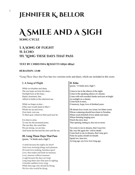A Smile and a Sigh - song cycle for soprano(s) and piano