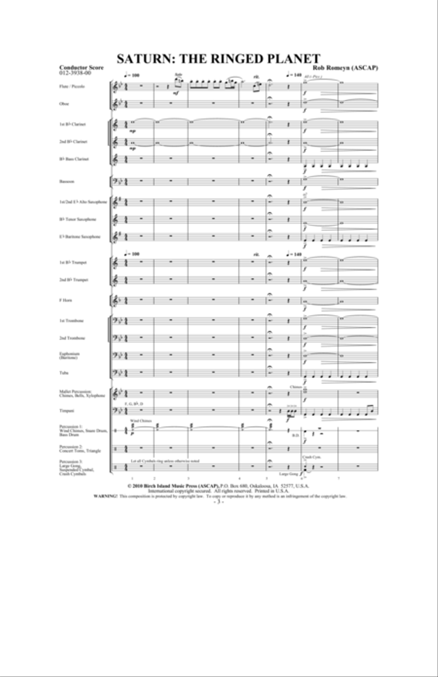 Saturn: The Ringed Planet Concert Band scores gallery preview page 2