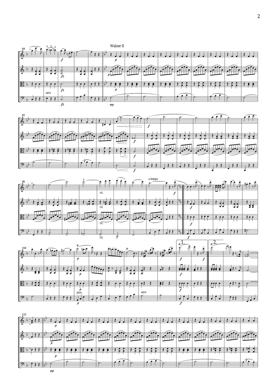 J.Strauss Roses from the South, for string quartet, CS106 String Quartet scores gallery preview page 2
