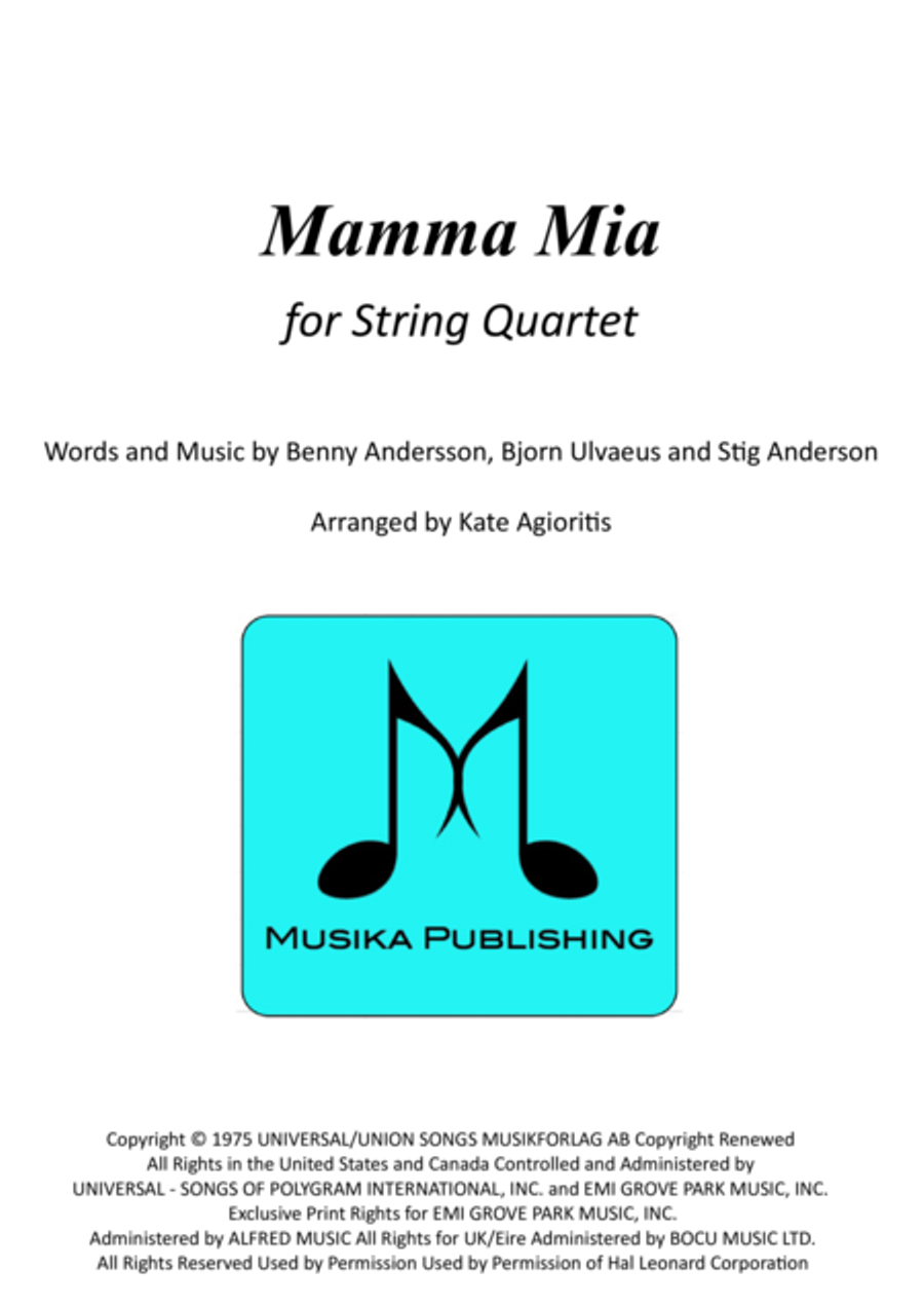 Mamma Mia Mamma Mia String Quartet scores gallery preview page 1