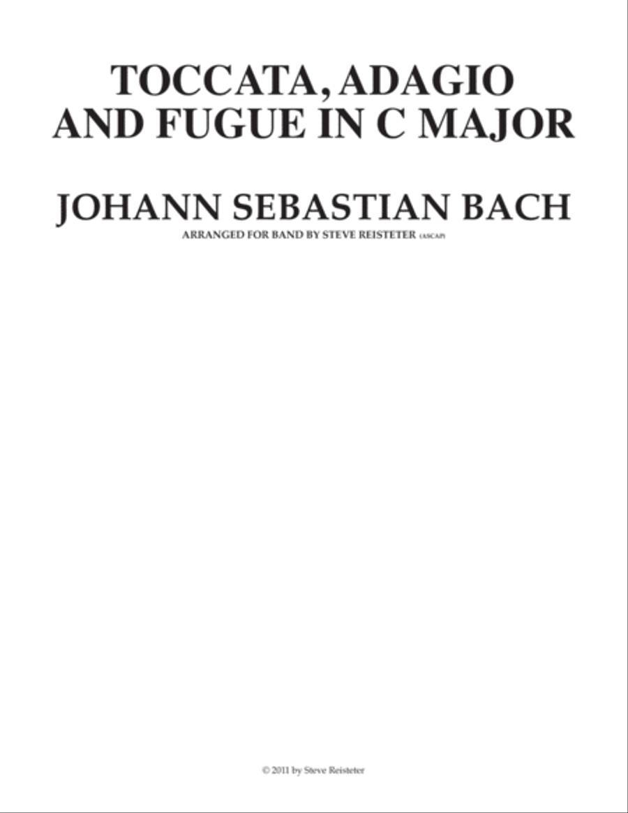 Bach, Johann Sebastian: Toccata, Adagio & Fugue in C Major, BWV 564 (arranged for band by Steve Rei Concert Band scores gallery preview page 1
