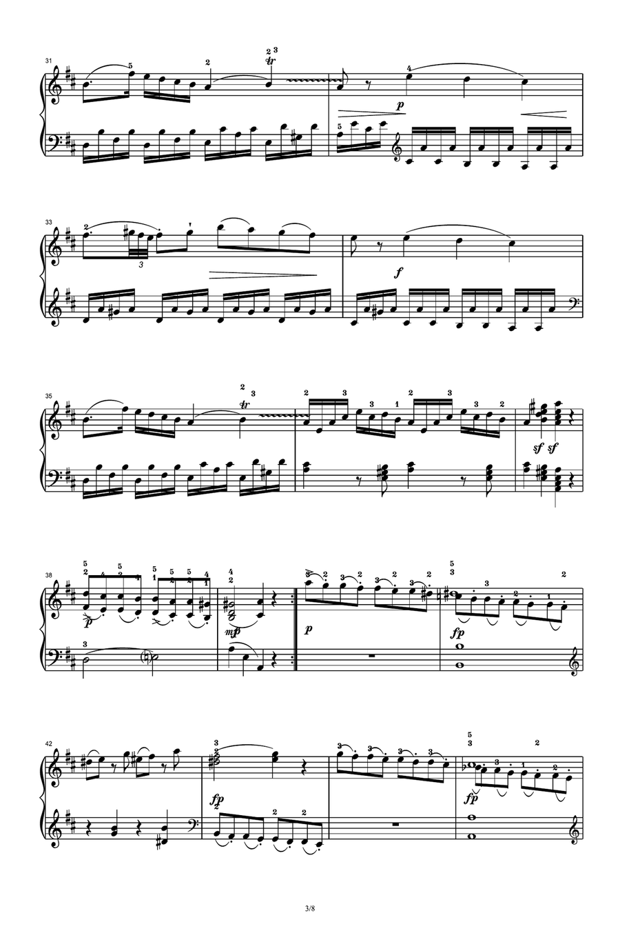 Sonata in D major K311 First Movement Piano Solo scores gallery preview page 3