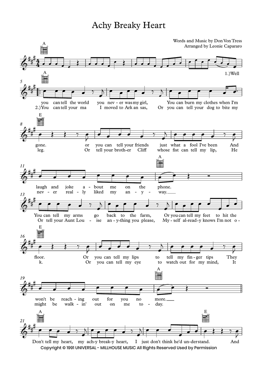 Achy Breaky Heart (don't Tell My Heart) Guitar scores gallery preview page 3