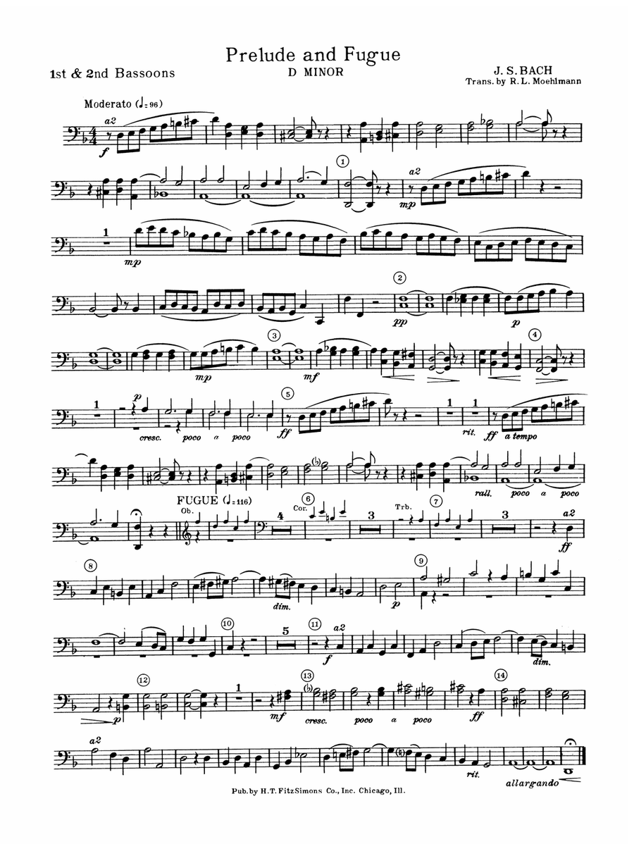 Prelude and Fugue in D minor: 1st & 2nd Bassoon