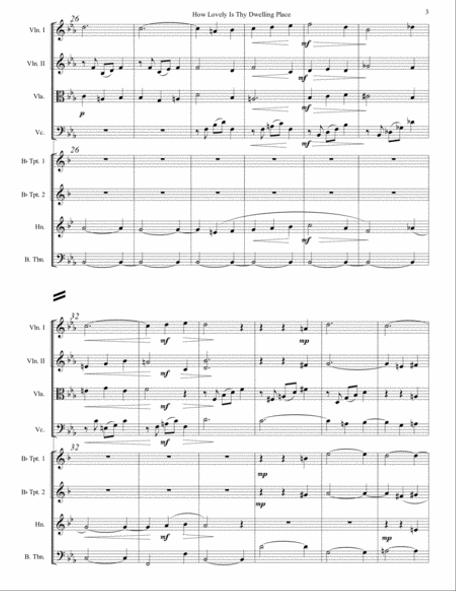 How Lovely Is Thy Dwelling Place Arranged for String Quartet and Brass Quartet Brass Quartet scores gallery preview page 4