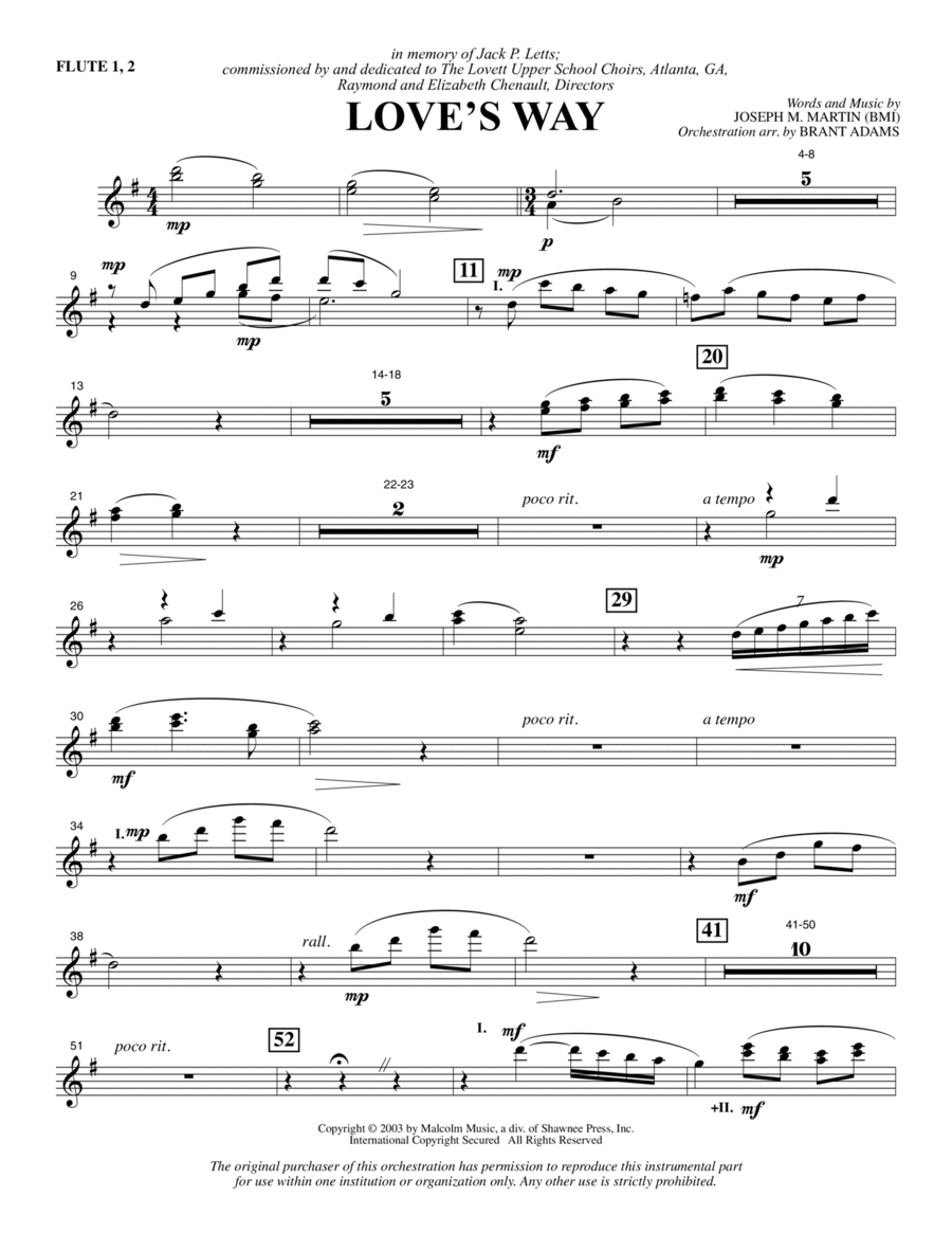 Love's Way - Flute 1 & 2 Love's Way - Flute 1 & 2 Choir scores gallery preview page 1