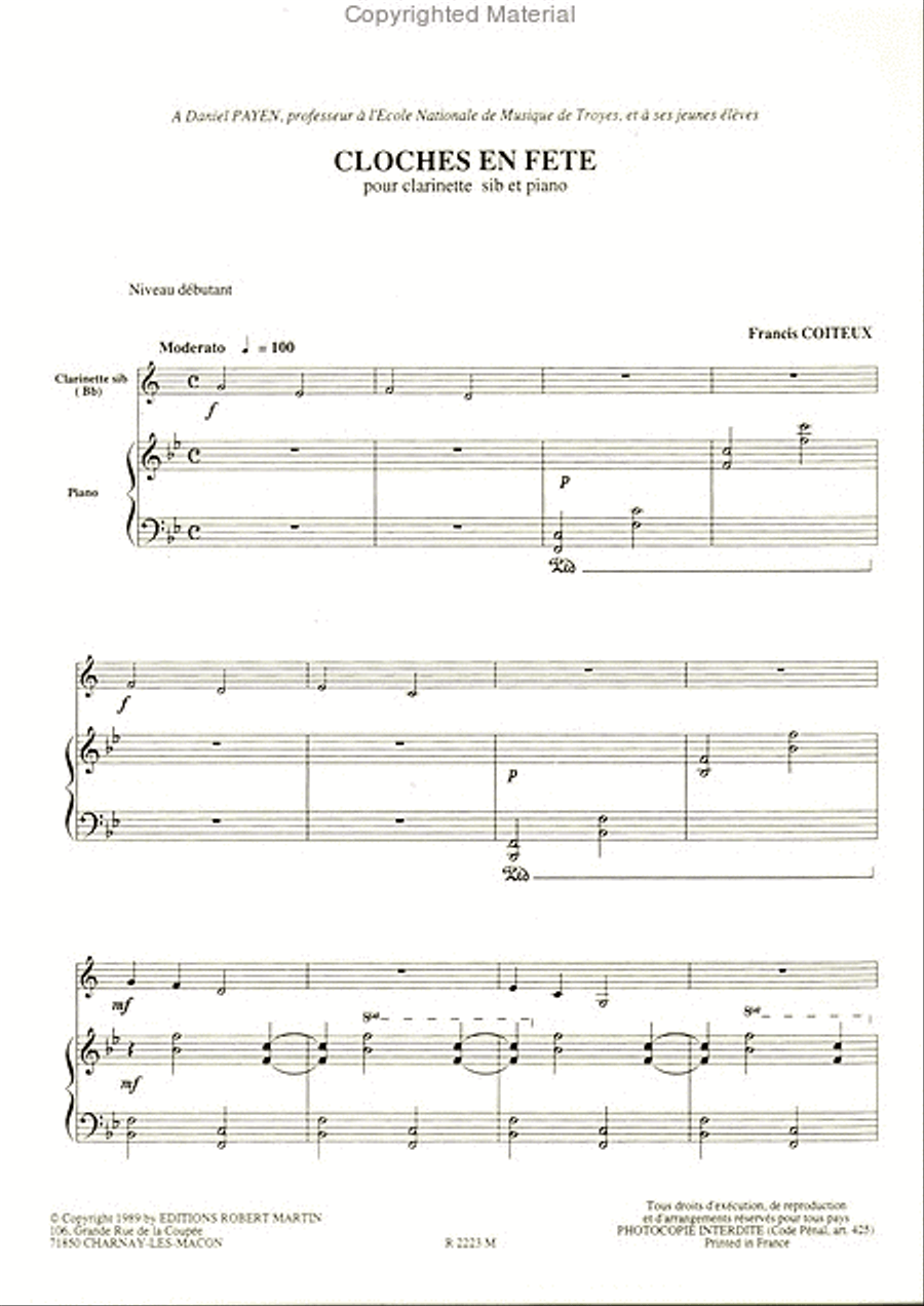 Cloches en Fête Cloches en Fête Clarinet Solo scores gallery preview page 2