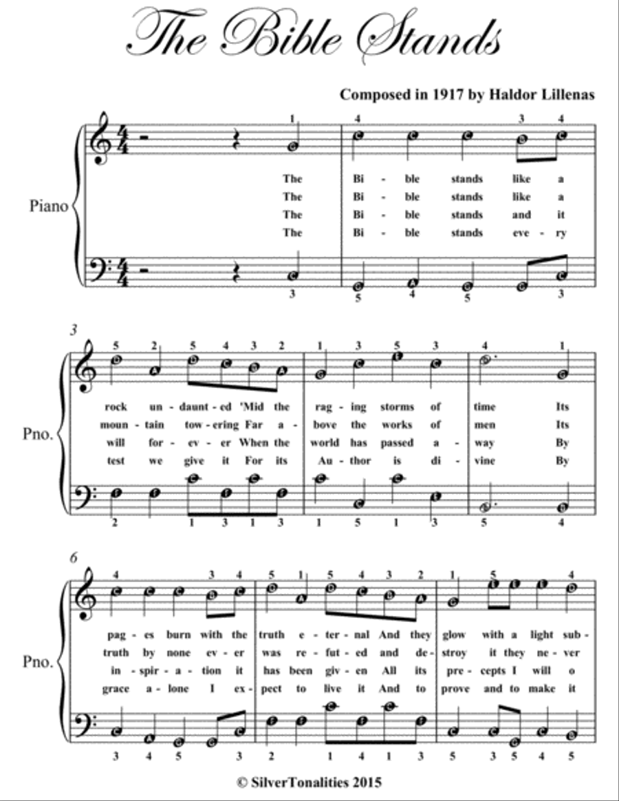 Bible Stands Easy Piano Sheet Music Easy Piano scores gallery preview page 2