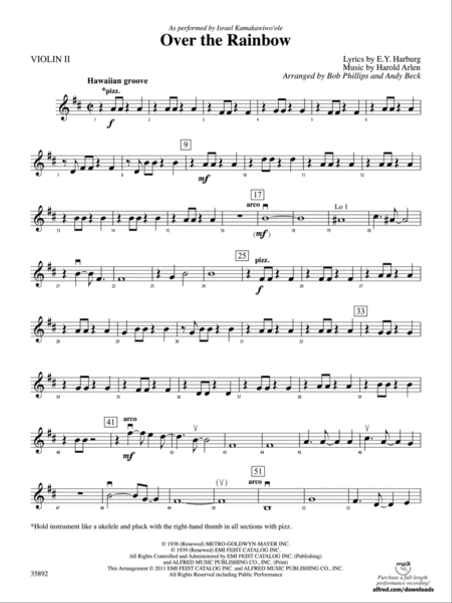 Over the Rainbow: 2nd Violin String Orchestra scores gallery preview page 1
