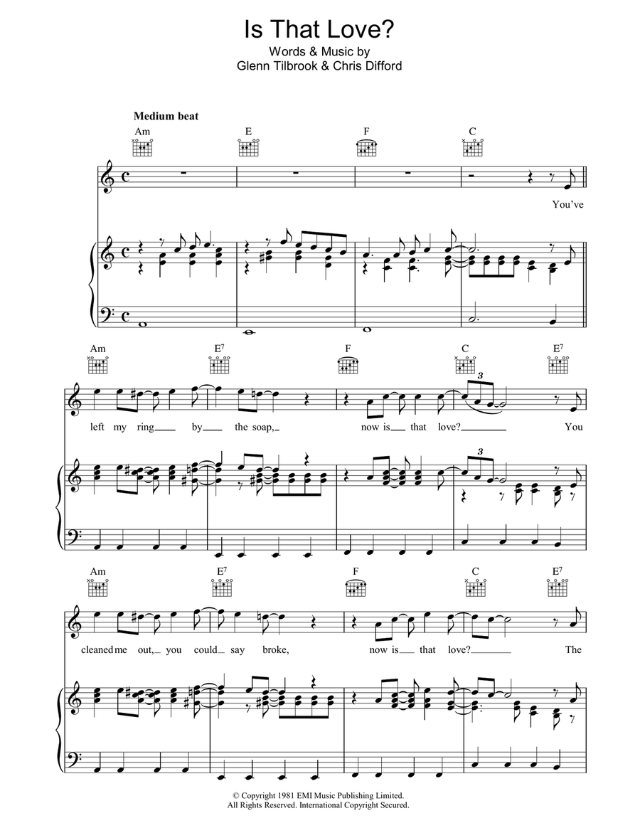 Is That Love Is That Love Piano, Vocal, Guitar scores gallery preview page 1