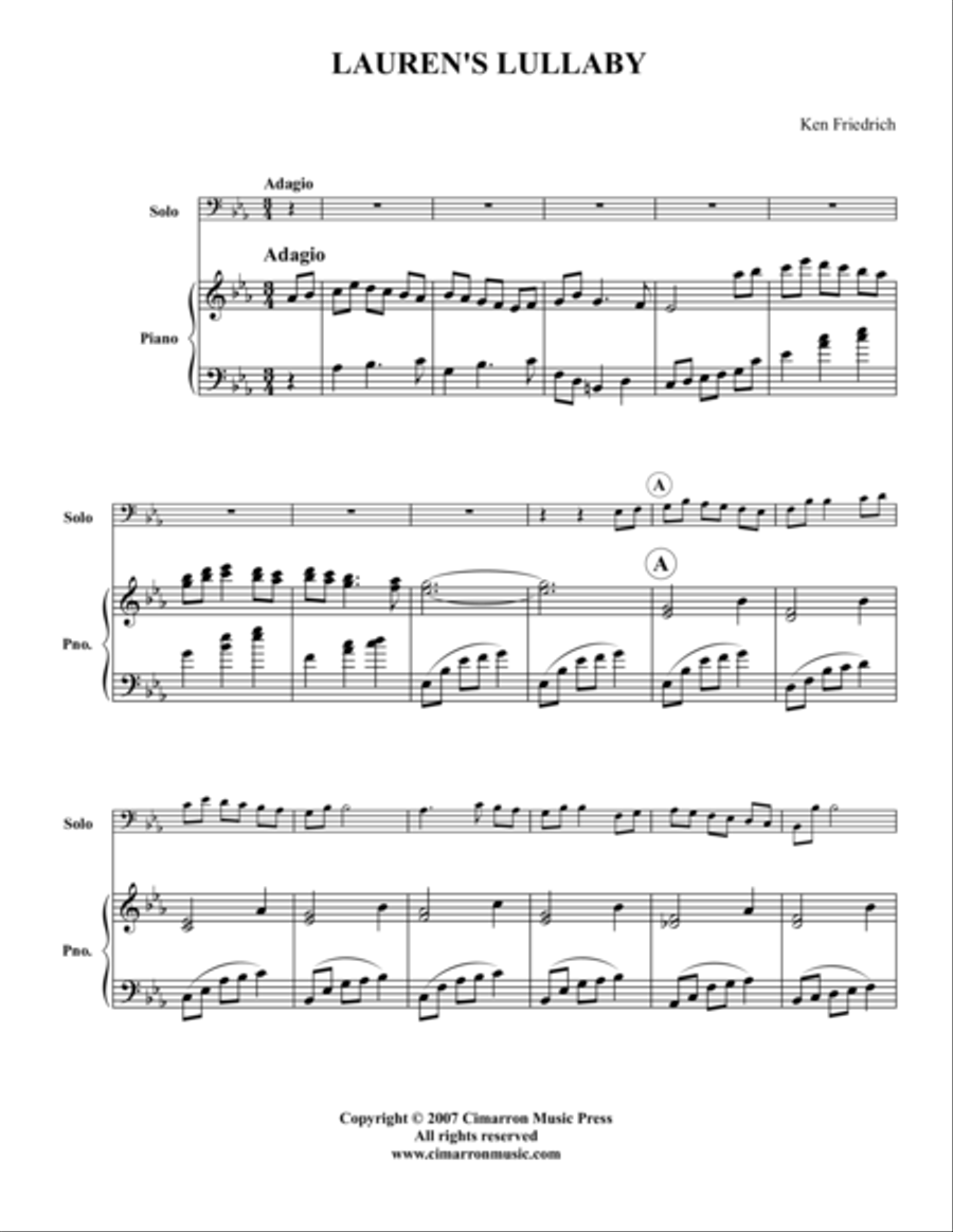 Lauren's Lullaby (for my daughter) Euphonium scores gallery preview page 1