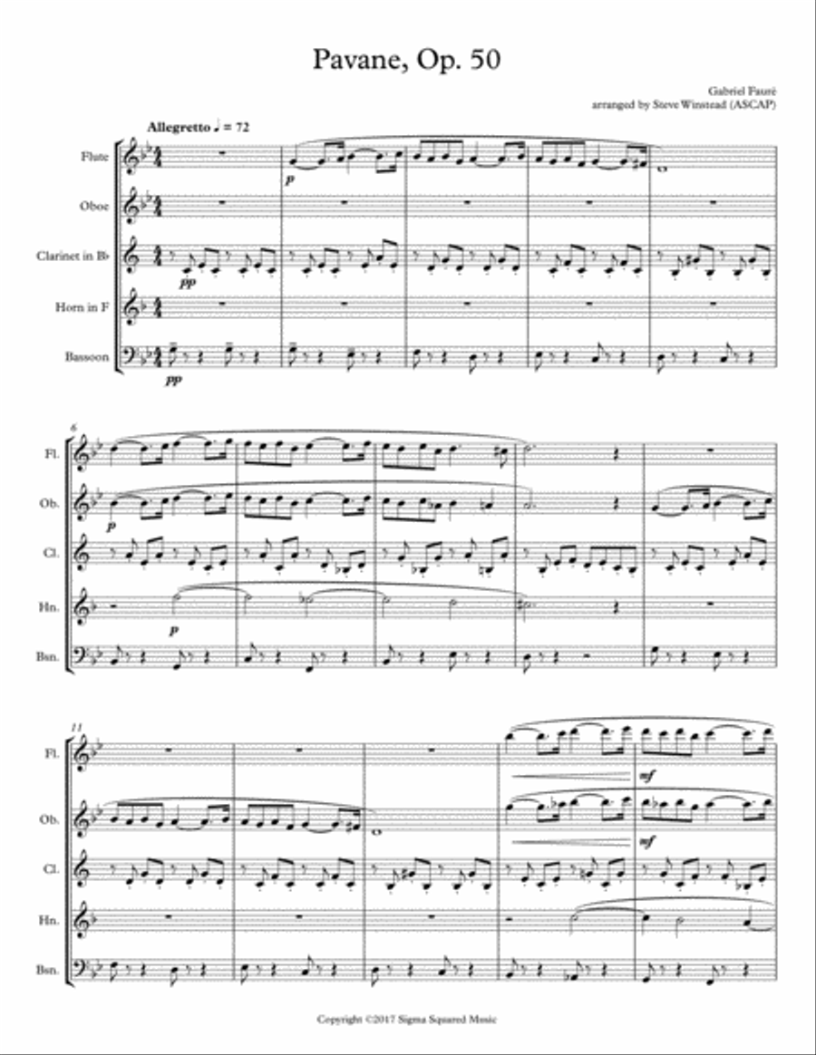 Pavane, Op. 50 for Woodwind Quintet Woodwind Quintet scores gallery preview page 2