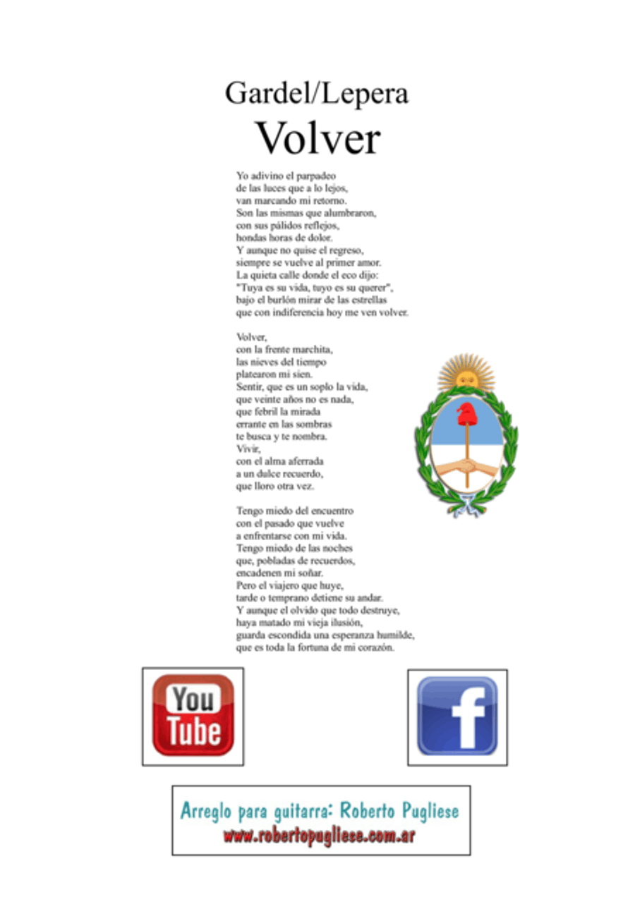 Volver - tango - (Gardel - Lepera) TAB for guitar. Classical Guitar scores gallery preview page 2