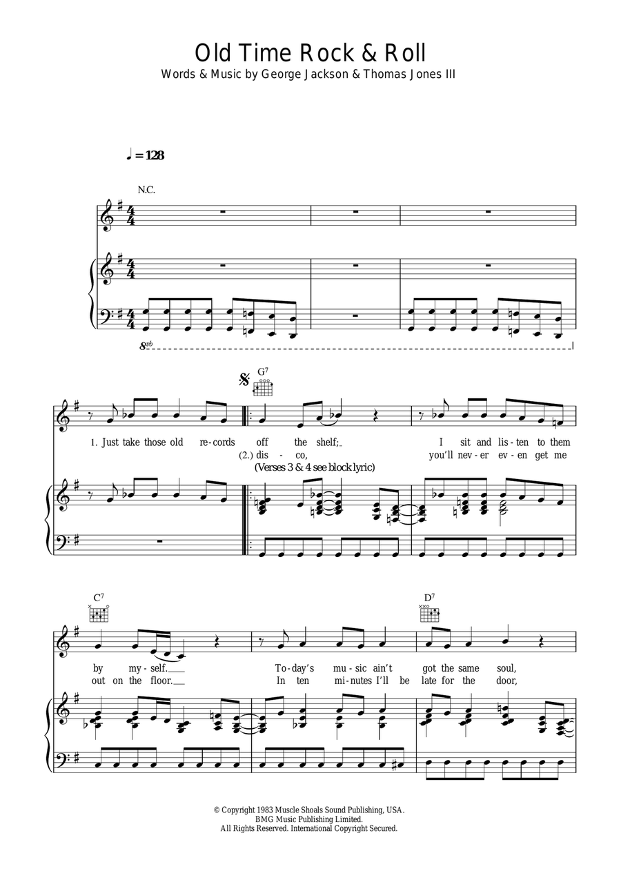 Old Time Rock And Roll Piano, Vocal, Guitar scores gallery preview page 1