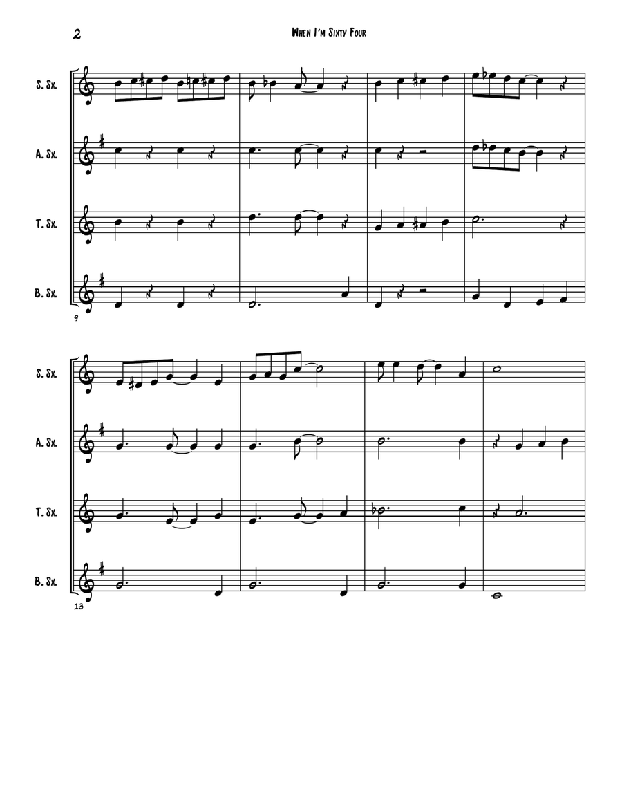 When I'm Sixty-Four Woodwind Quartet scores gallery preview page 2