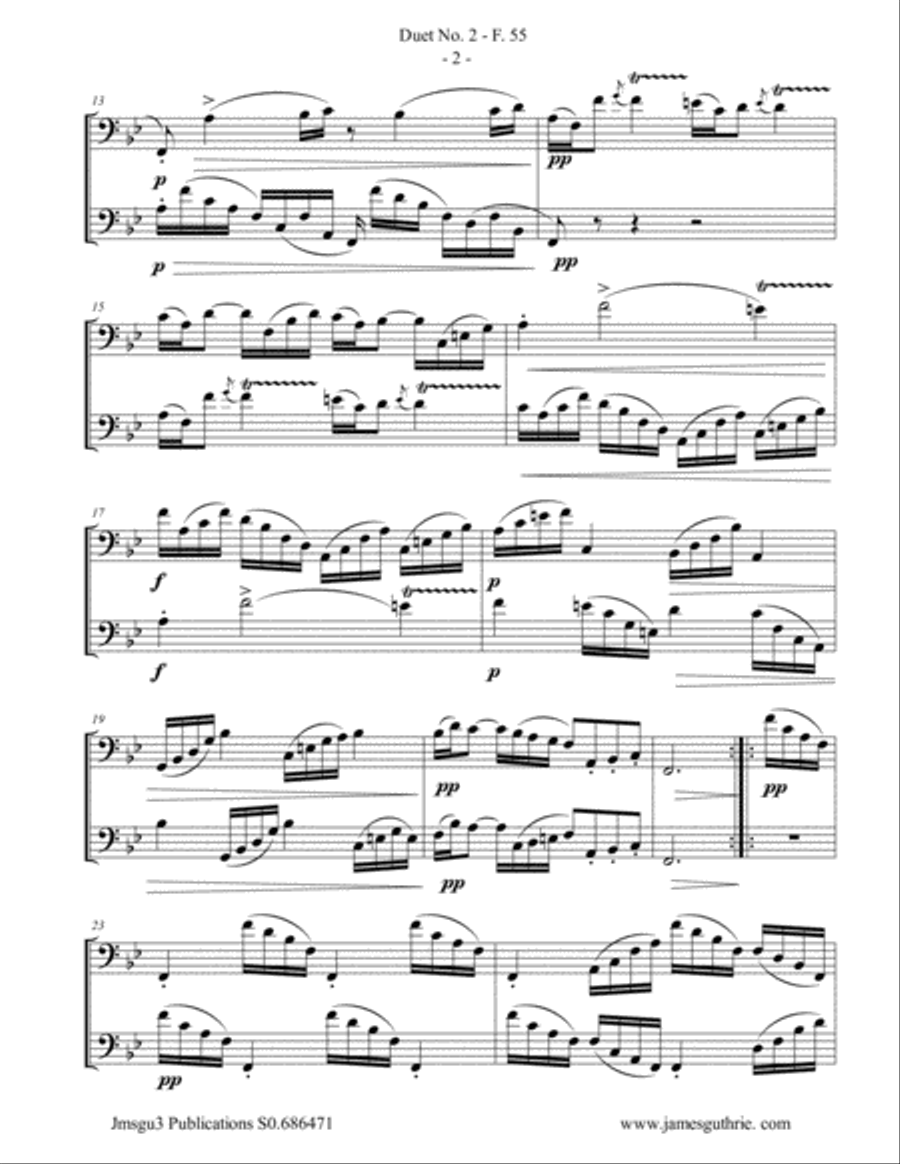 WF Bach: Duet No. 2 for Trombone Duo Trombone Duet scores gallery preview page 2