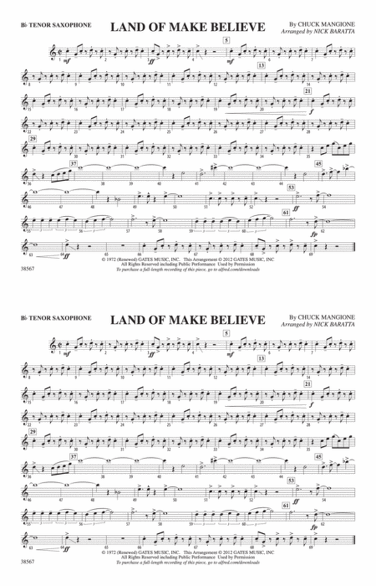 Land of Make Believe: B-flat Tenor Saxophone