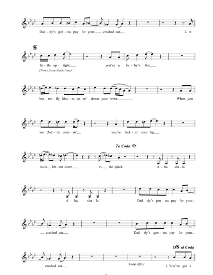 Daddy's Gonna Pay For Your Crashed Car Piano scores gallery preview page 2