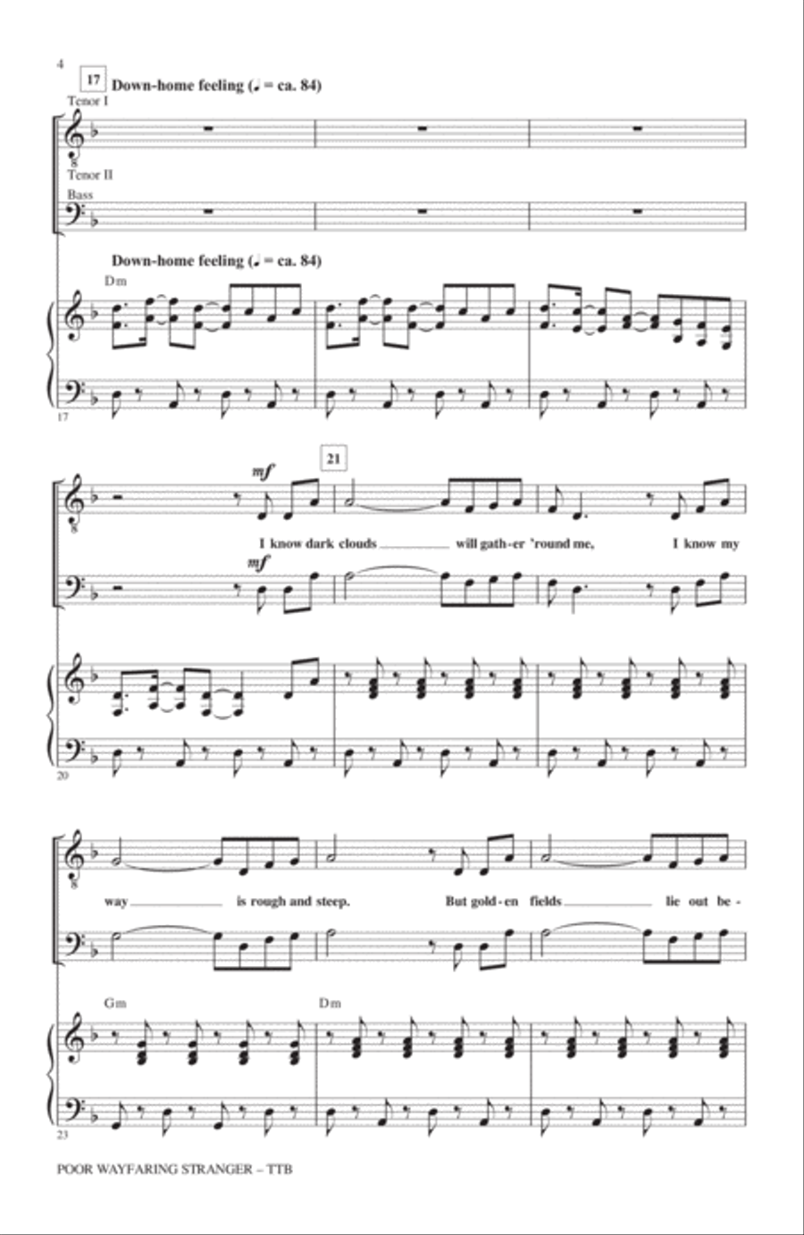 Poor Wayfaring Stranger Poor Wayfaring Stranger TTBB scores gallery preview page 3