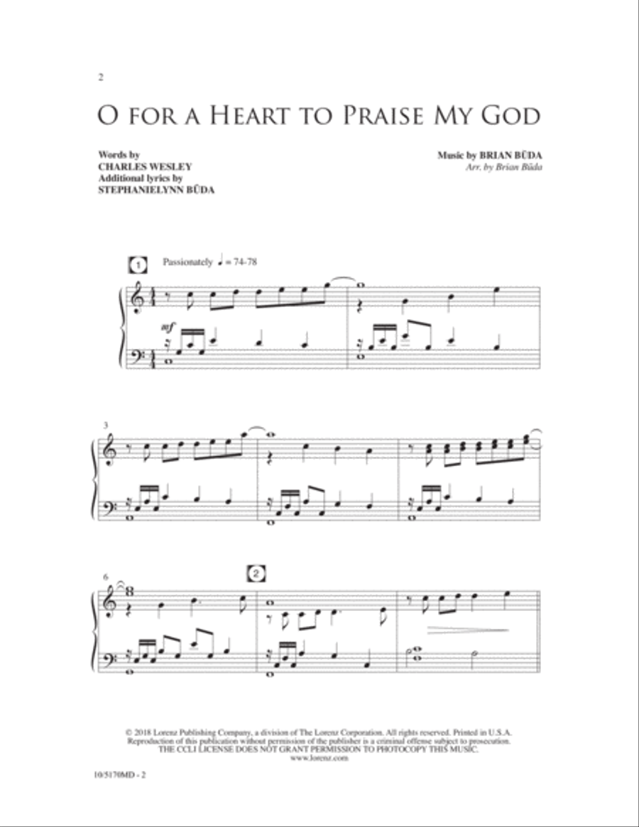 O for a Heart to Praise My God 4-Part scores gallery preview page 2