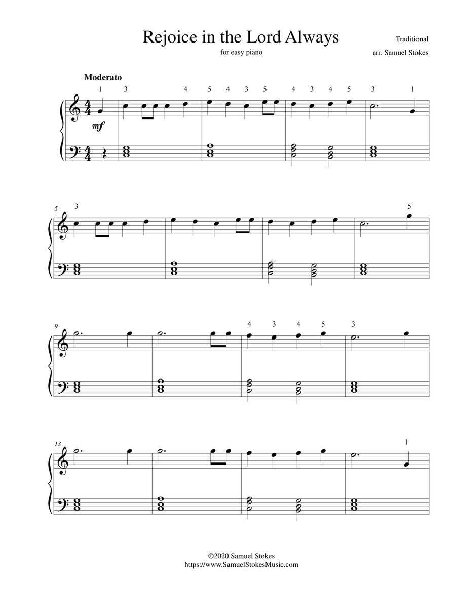 Rejoice in the Lord Always - for easy piano Easy Piano scores gallery preview page 1