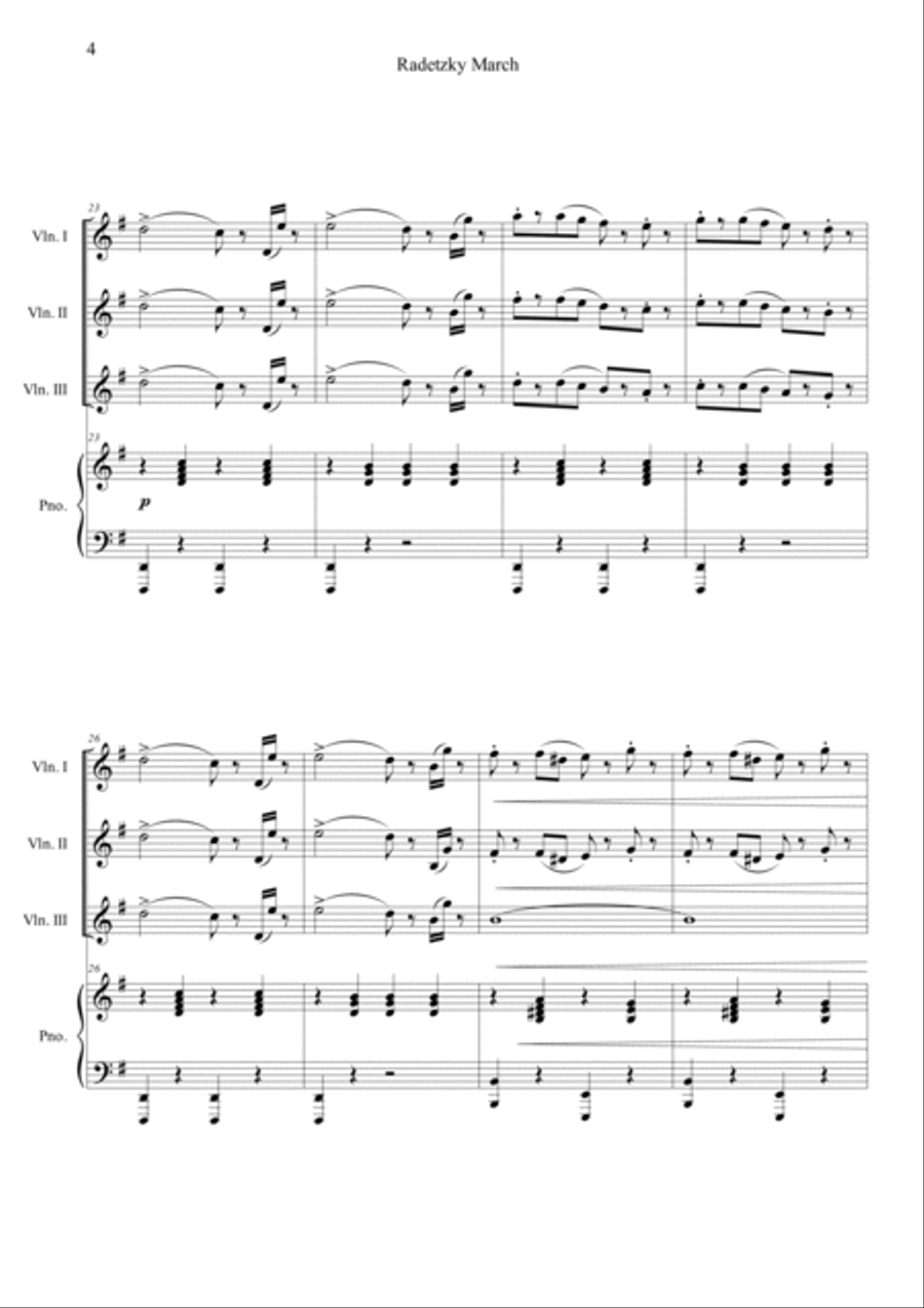 Radetzky March in G Piano Quartet scores gallery preview page 4